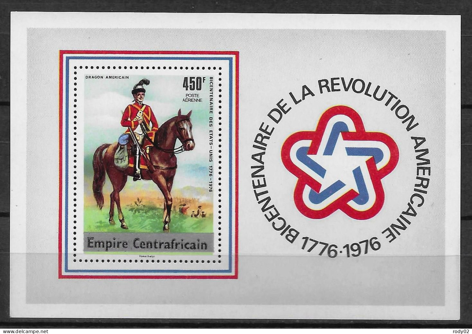 CENTRAFRIQUE - INDEPENDANCE DES USA - UNIFORMES MILITAIRES - PA 170 A 174 ET BF 16 - NEUF** MNH - Us Independence