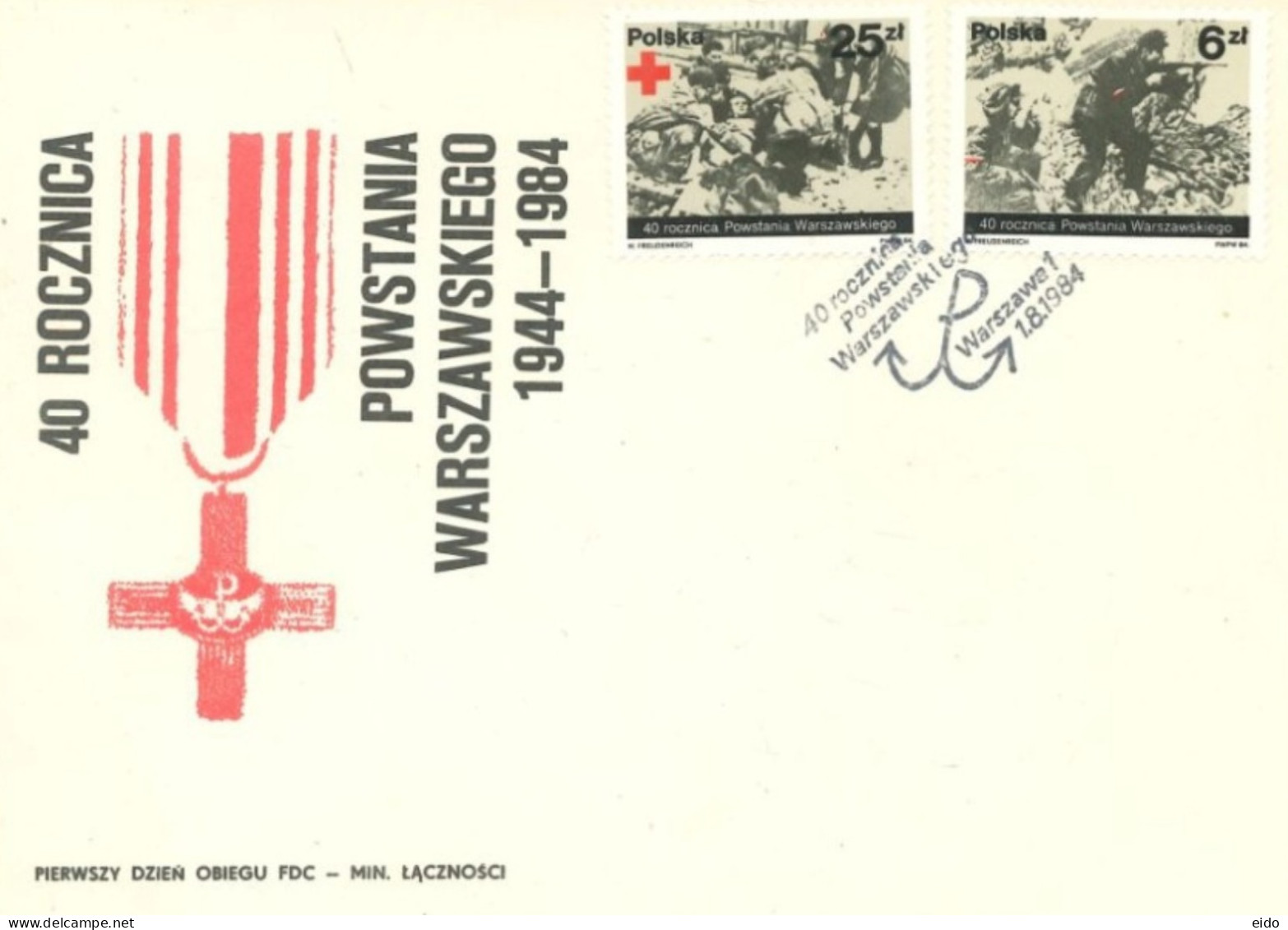 POLAND - 1984, FDC STAMPS OF 40th ANNIVERSARY OF WARSAW UPRISING NOT USED.. - Briefe U. Dokumente