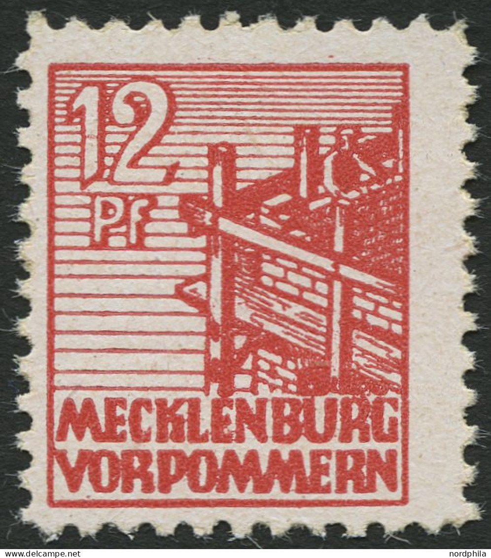 MECKLENBURG-VORPOMMERN 36xcc **, 1946, 12 Pf. Schwärzlichgraurot, Kreidepapier, Pracht, Gepr. Kramp, Mi. 320.- - Otros & Sin Clasificación