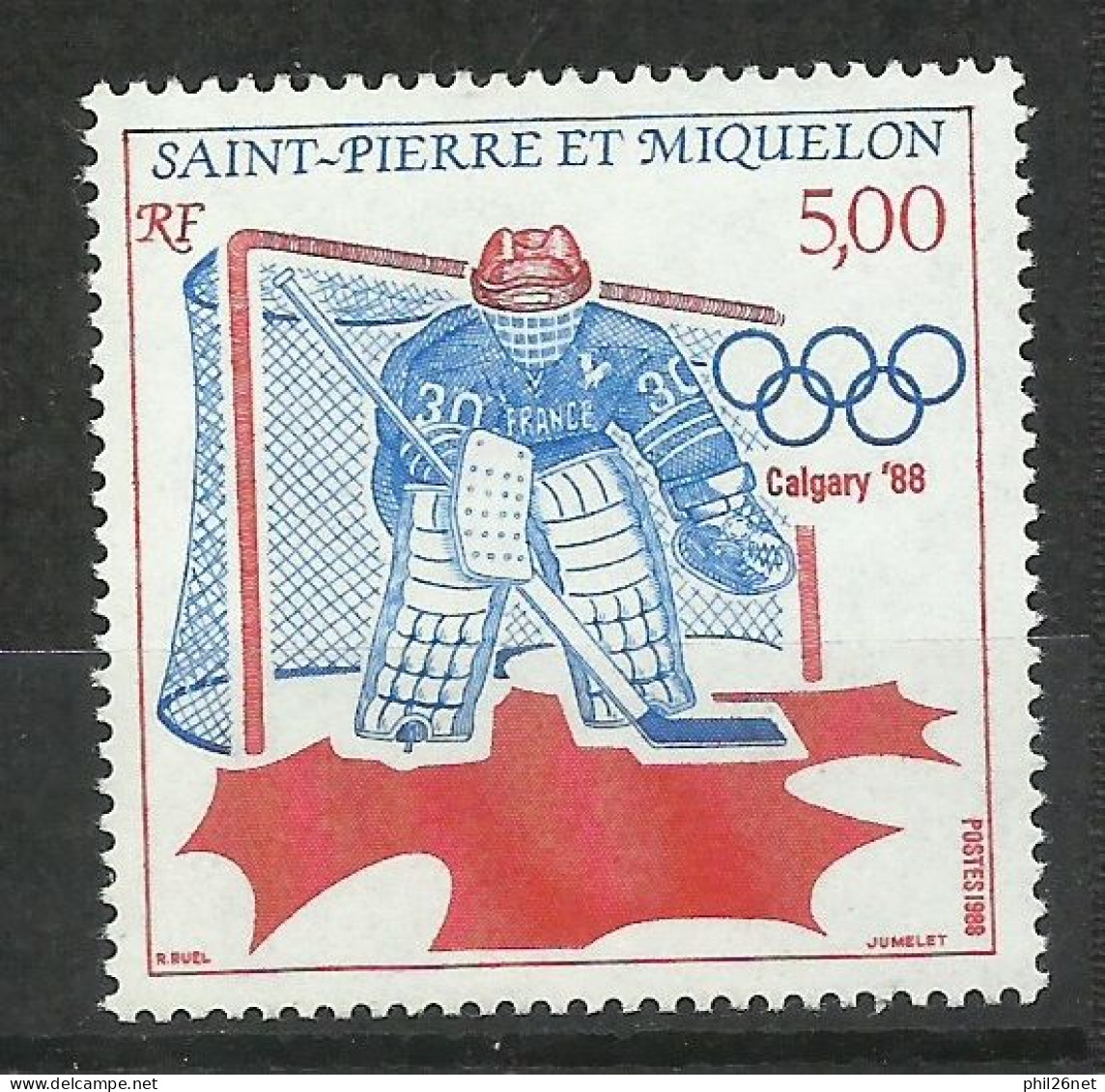 Saint Pierre Et Miquelon SPM N° 487 J.O. De Clagliari Hockey Sur Glace  Neuf * * B/TB Voir Scans Soldé  ! ! ! - Unused Stamps