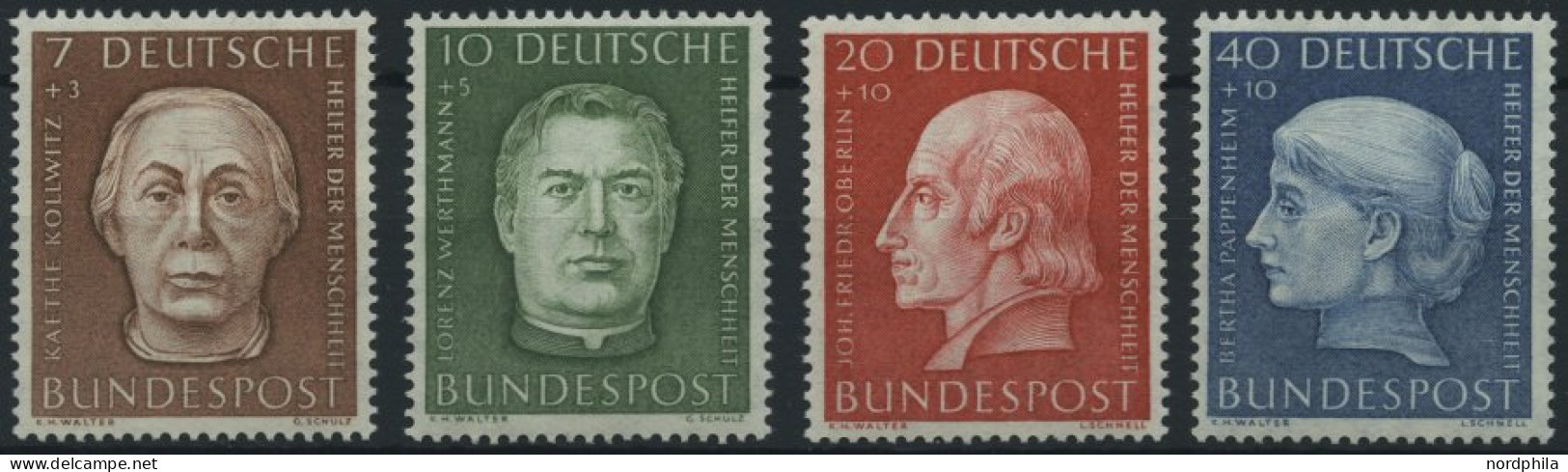 BUNDESREPUBLIK 200-03 **, 1954, Helfer Der Menschheit, Prachtsatz, Mi. 50.- - Neufs