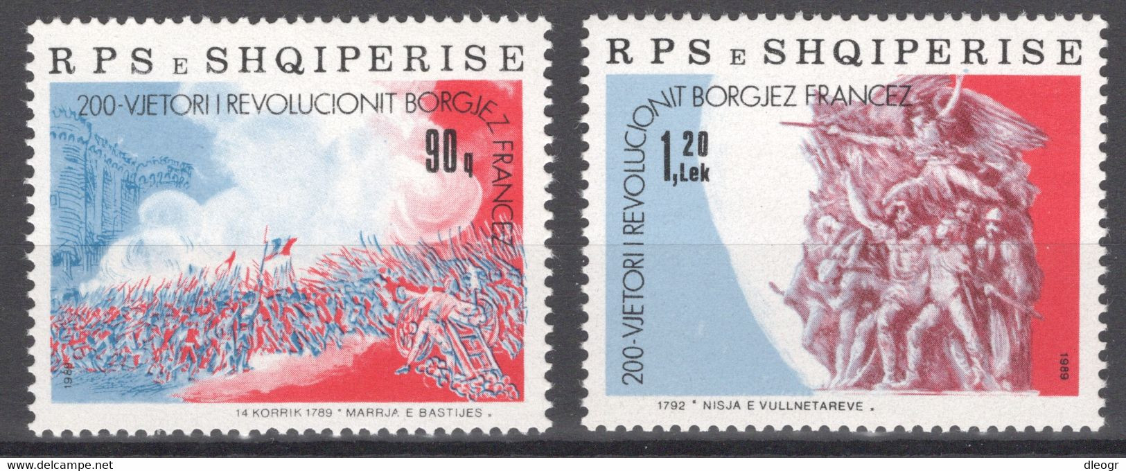 Albania 1989 French Revolution, Bicent. MNH VF - Albania