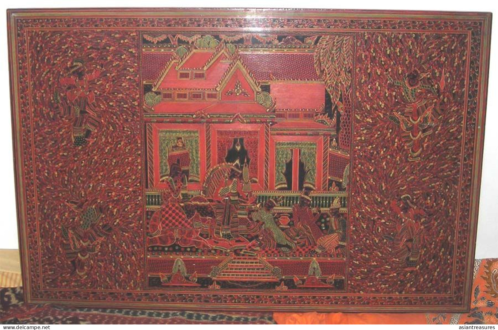 Antique Burma  Royalty Art  Hand-painted, Hand Etched Painting Intricate Work - Asiatische Kunst