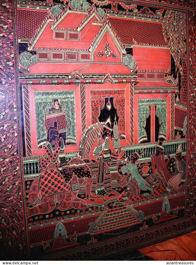 Antique Burma  Royalty Art Museum Quality Painting Intricate Work - Arte Asiático