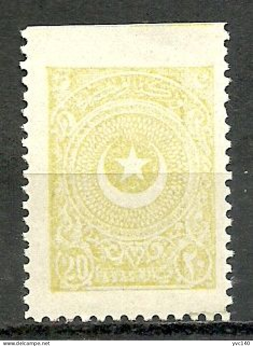 Turkey; 1924 2nd Star&Crescent Issue Stamp 20 P. "Imperforated Edge" ERROR - Unused Stamps