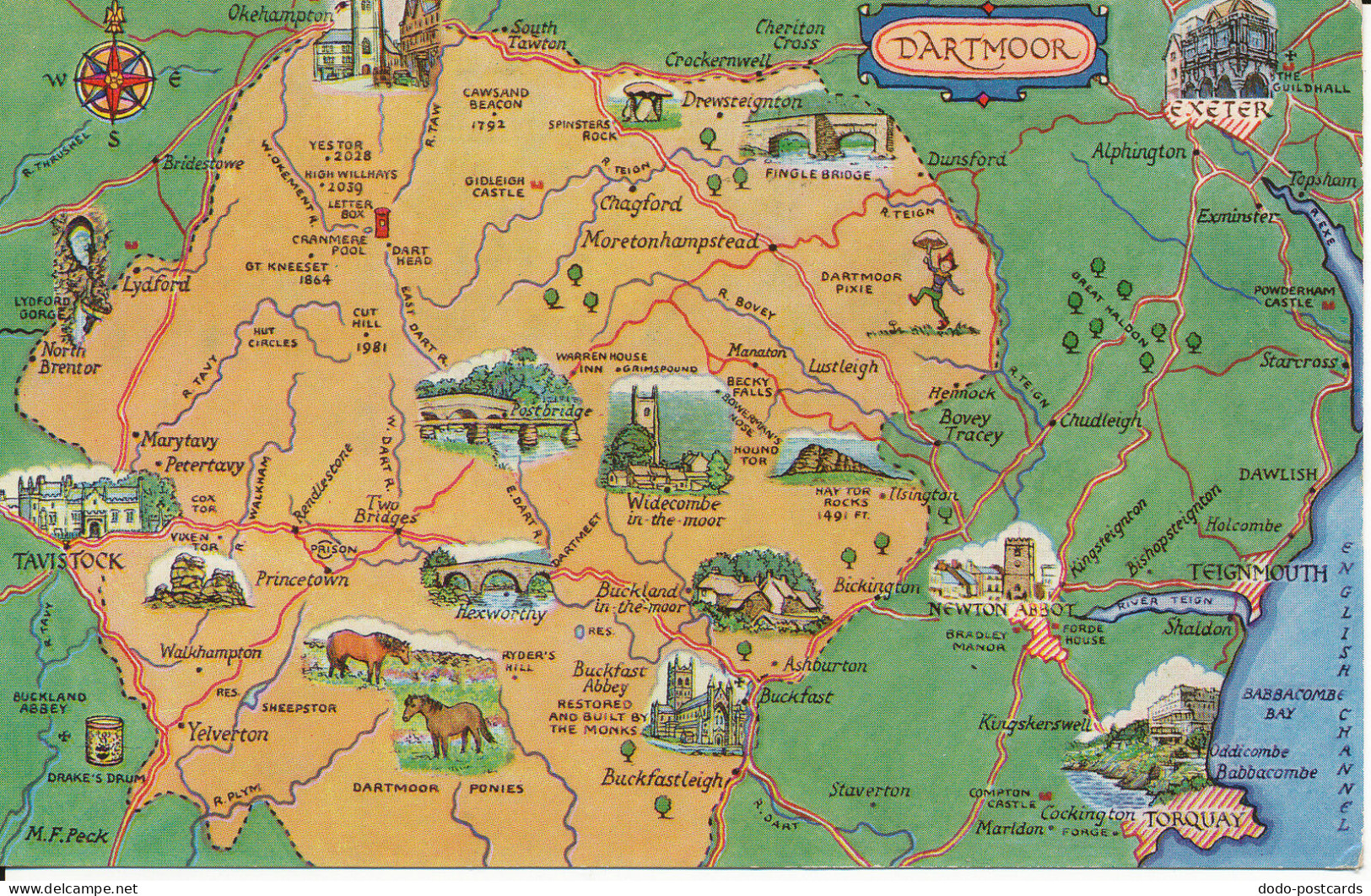 PC36099 Dartmoor Map. Salmon. 1978 - Welt