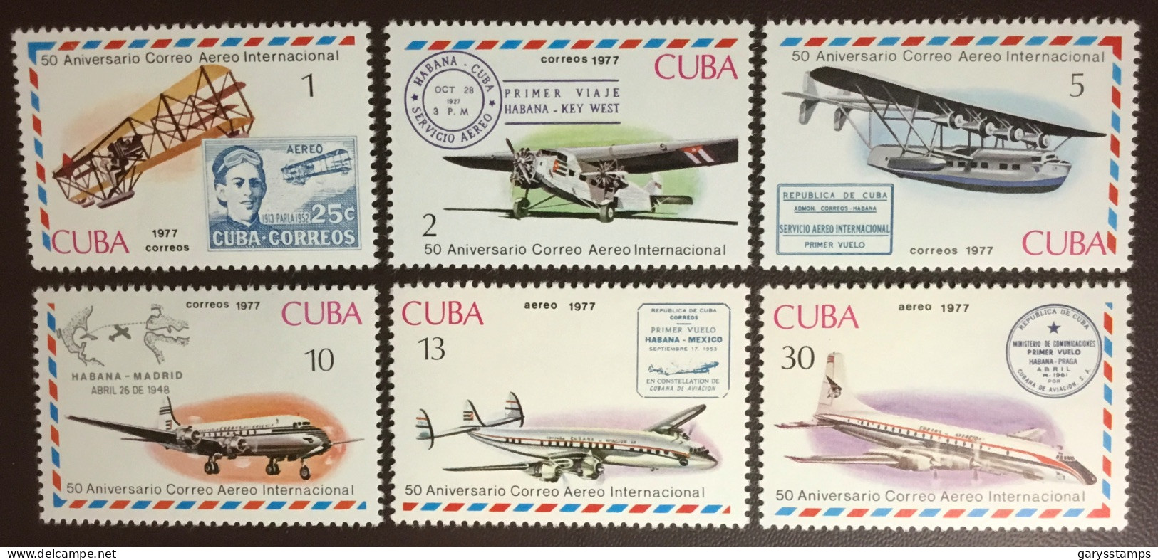 Cuba 1977 Airmail Anniversary Aircraft MNH - Unused Stamps