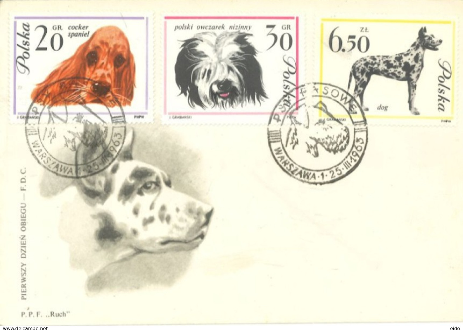 POLAND - 1963, FDC STAMPS OF DOGS TYPE NOT USED.. - Briefe U. Dokumente