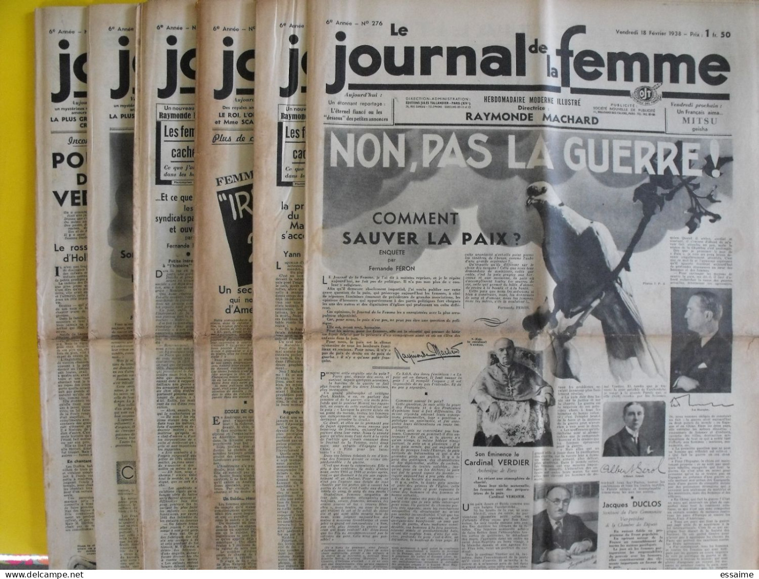 6 N° De Le Journal De La Femme De 1938. Revue Féminine. Deanna Durbin Duclos - 1900 - 1949