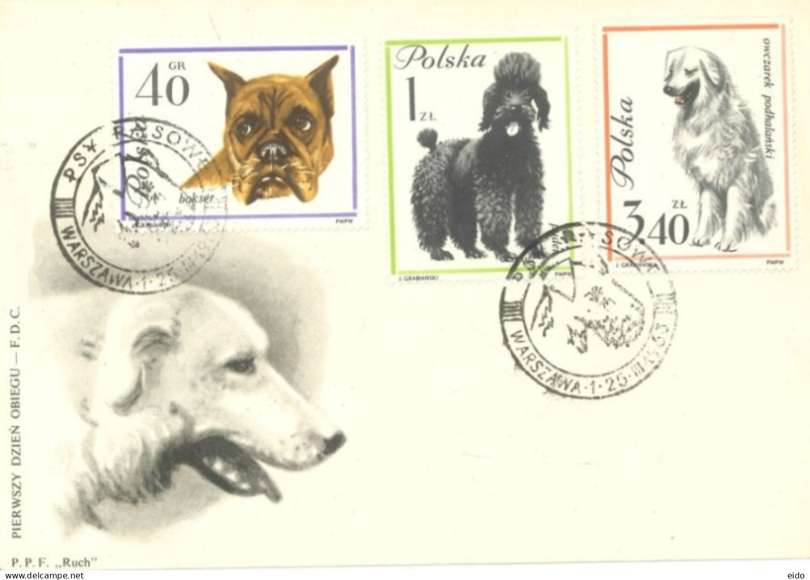 POLAND - 1963, FDC STAMPS OF DOGS TYPE,NOT USED.. - Covers & Documents