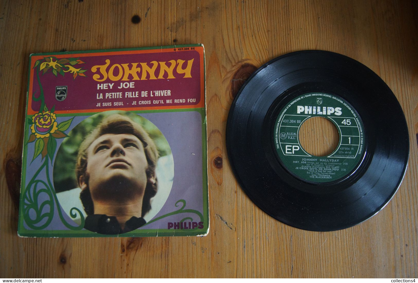 JOHNNY HALLYDAY  HEY JOE EP POCHETTE CARTON 1967 VARIANTE IKE ET TINA TURNER - 45 Toeren - Maxi-Single