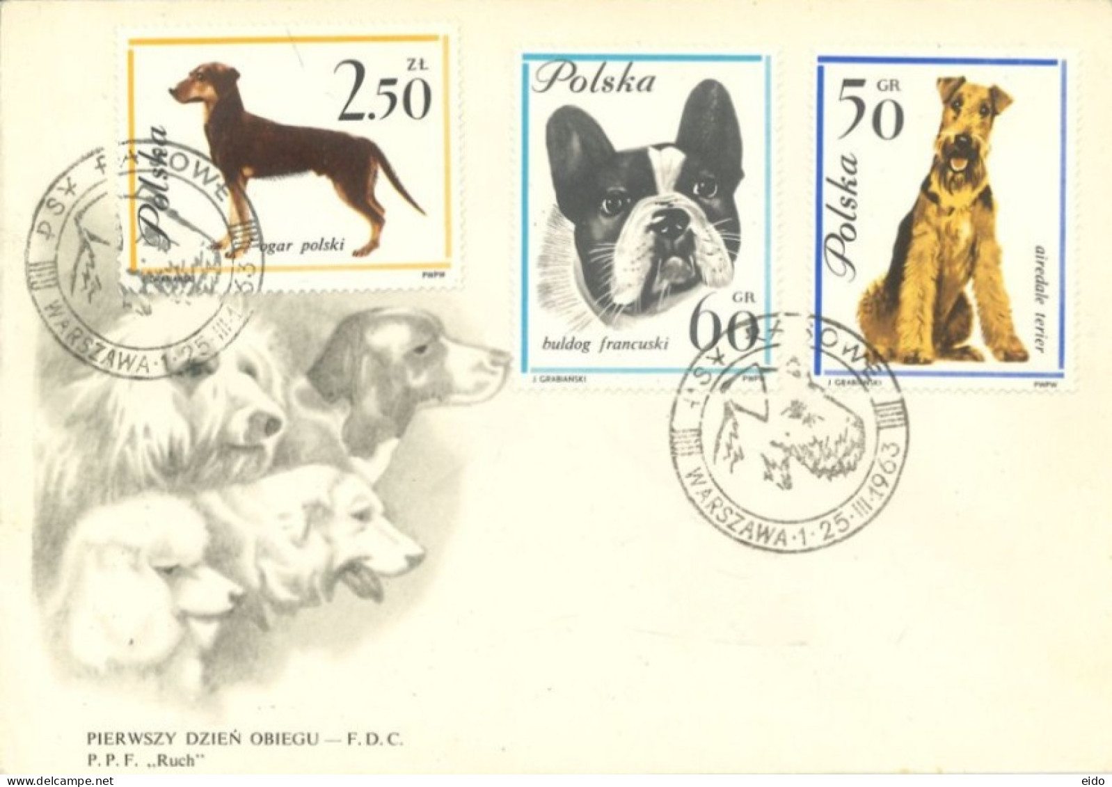 POLAND - 1963, FDC STAMPS OF DOGS TYPE,NOT USED.. - Lettres & Documents