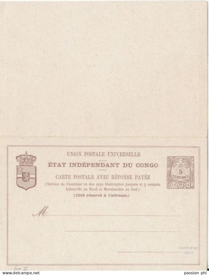 ZAC BELGIAN CONGO SBEP 6 UNUSED - Stamped Stationery