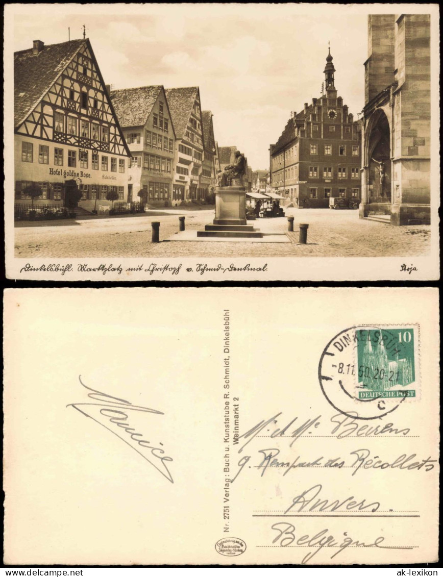 Ansichtskarte Dinkelsbühl Markt, Hotel Goldenes Ross 1950 - Dinkelsbuehl