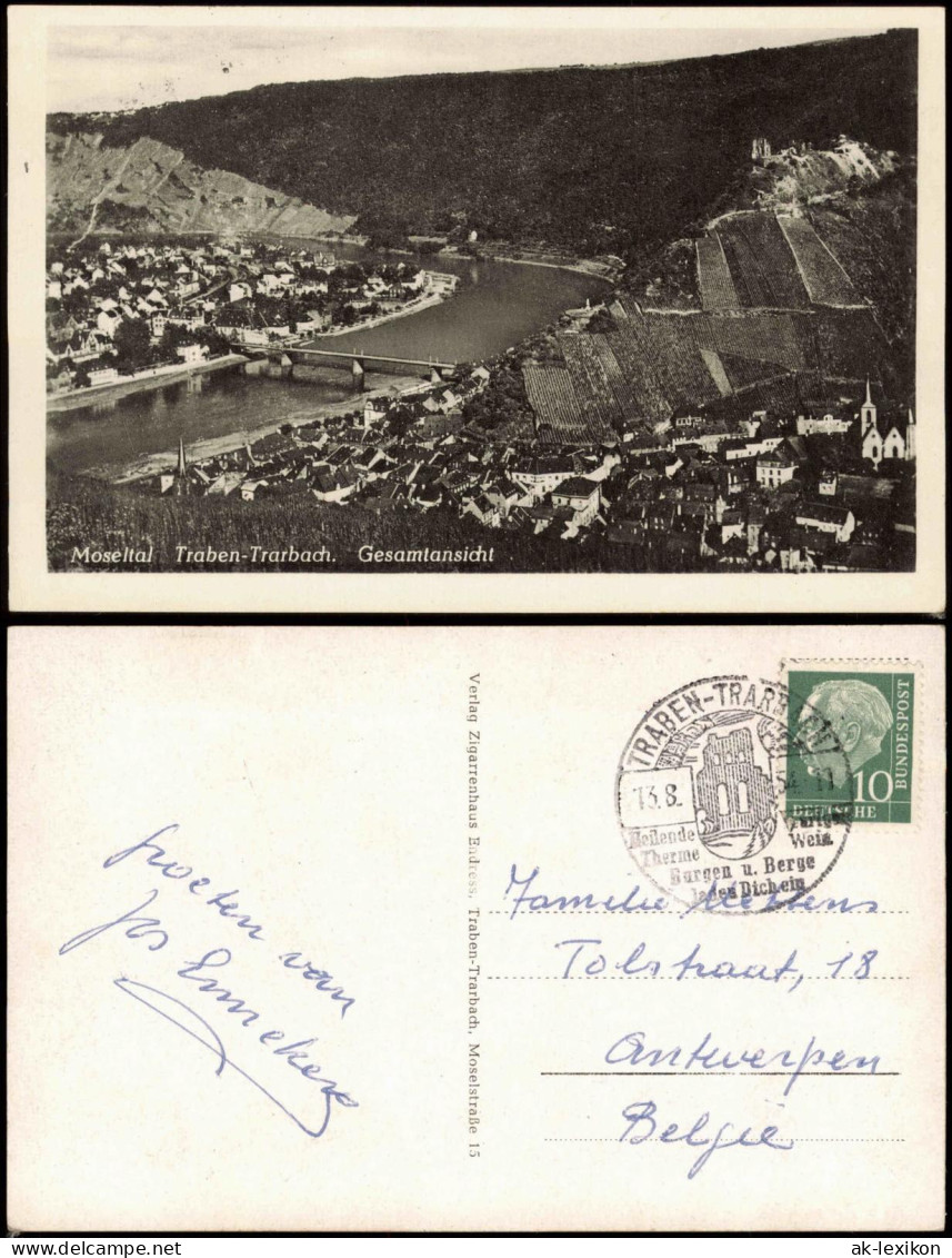Ansichtskarte Traben-Trarbach Moseltal Gesamtansicht 1954 - Traben-Trarbach