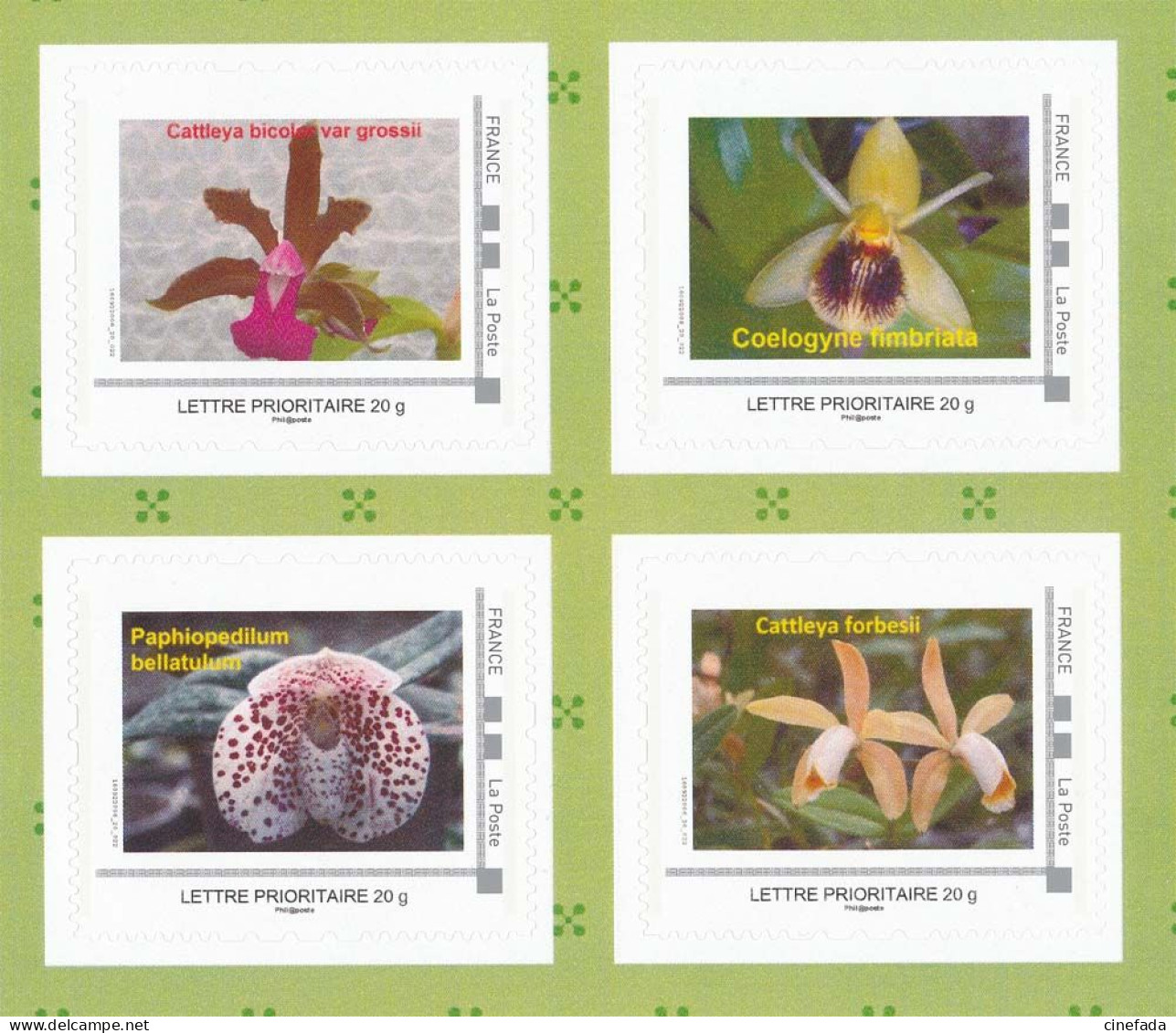 Passion Orchidées COLLECTOR De 4 Timbres Autocollants "Lettre Prioritaire 20g" Neuf** (non Plié). - Collectors