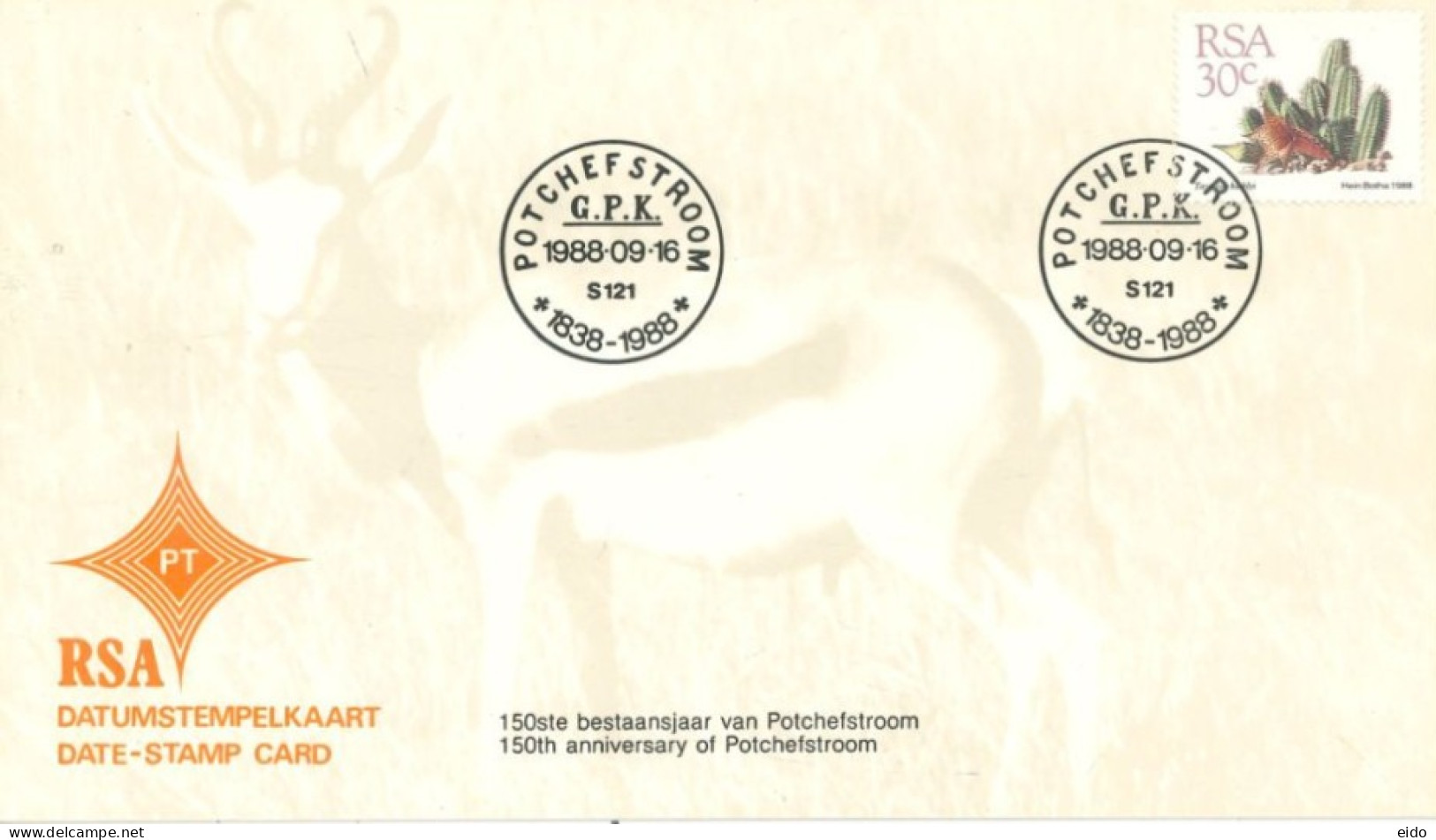 SOUTH AFRICA - 1988, 150th ANNIVERSARY OF POTCHEFSTROOM STAMP CARD,NOT USED.. - Covers & Documents