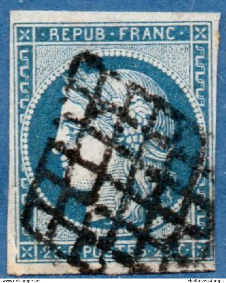 France 1849, 25 C Bleu Obliteré, Cancelled - 1849-1850 Cérès