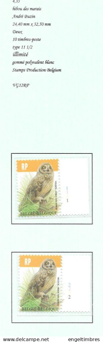 Belgium 2012  BUZIN  Birds Velduil/Hibou Des Marais -   "RP"  Stamps - 2011-..