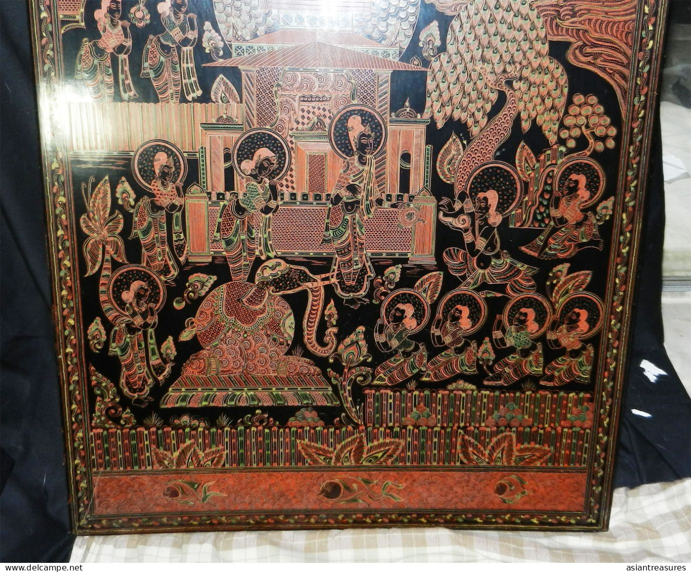 Antique Burma  Royalty Art  Museum Quality Painting Intricate Work - Art Asiatique