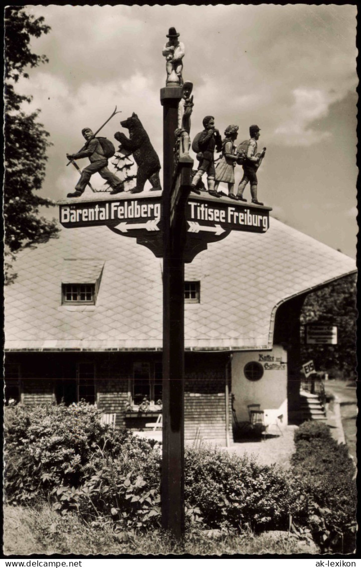 Altglashütten-Feldberg (Schwarzwald) Geschnitzter Wegweiser 1961 - Feldberg