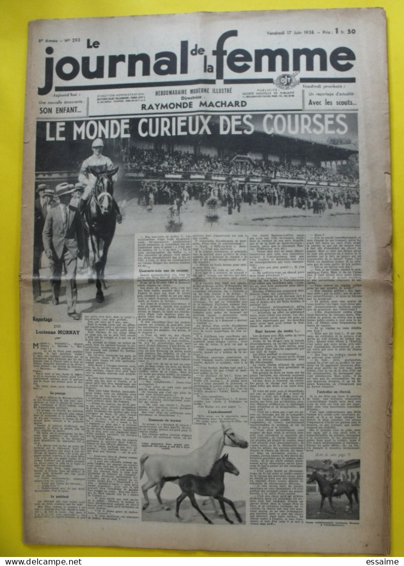 6 n° de Le journal de la femme de 1938. revue féminine. quintuplés Dionne Maryse Hilsz Dupeyron Elisabeth Lion lusitania