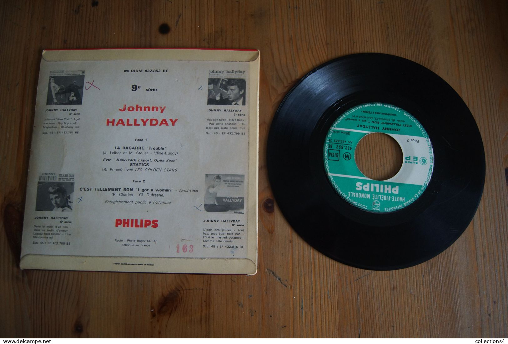 JOHNNY HALLYDAY  LA BAGARRE EP 1963 VARIANTE  VALEUR+ RAY CHARLES - 45 Rpm - Maxi-Singles