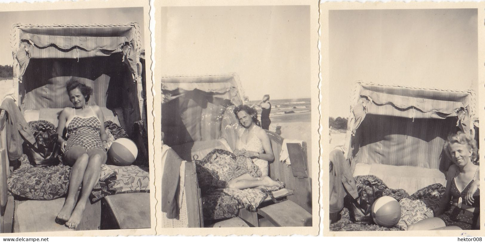 3 Alte Fotos  Vintage. Frauen Am Strand. (  B9  ) - Anonieme Personen