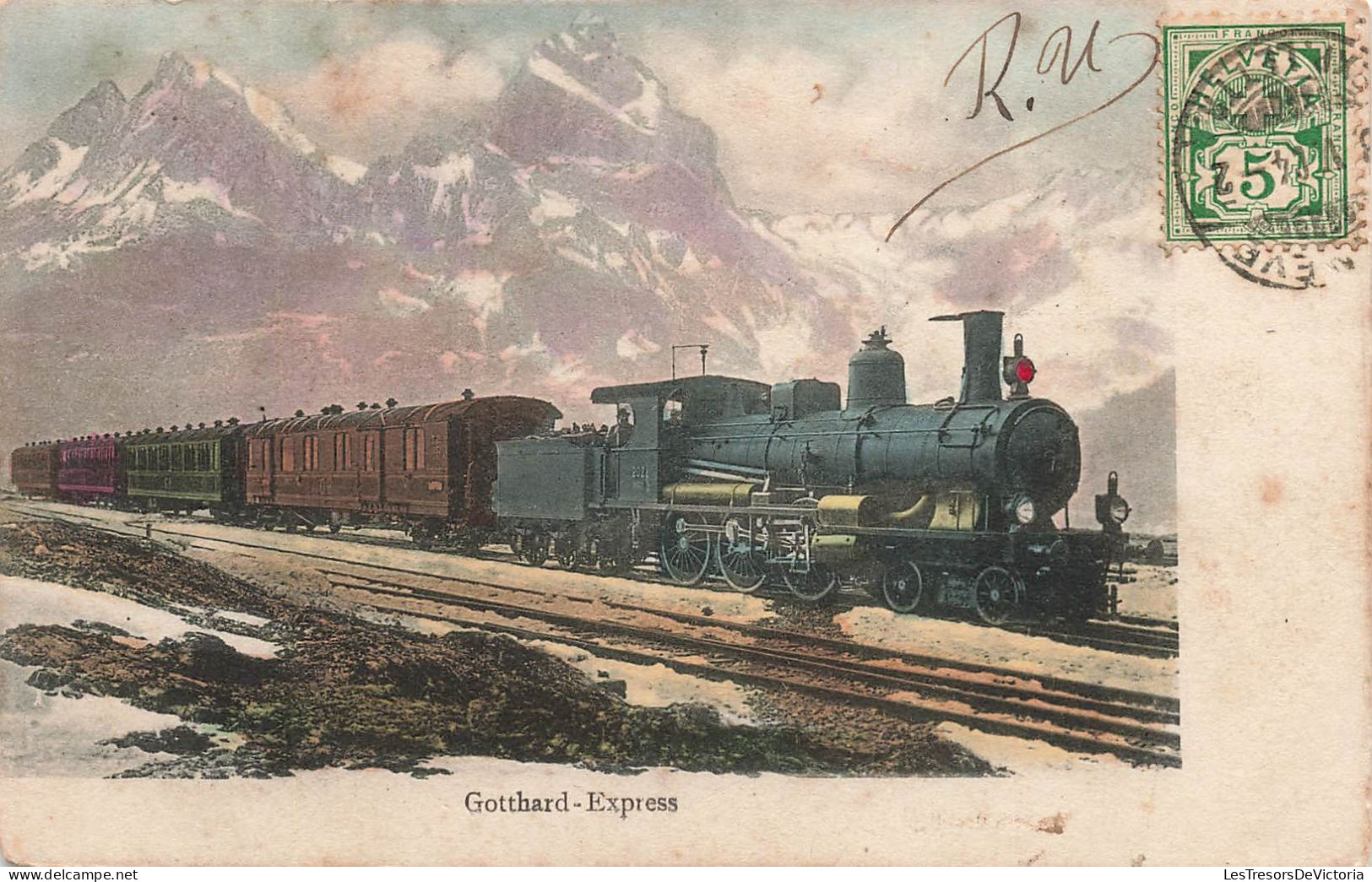 TRANSPORTS - Trains - Gotthard - Express - Carte Postale Ancienne - Trains