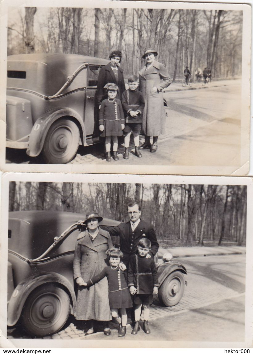 2 Alte Fotos  Vintage. Ehepaar Mit Kindern Und Ihrem Auto.ca 1930. (  B9  ) - Anonieme Personen