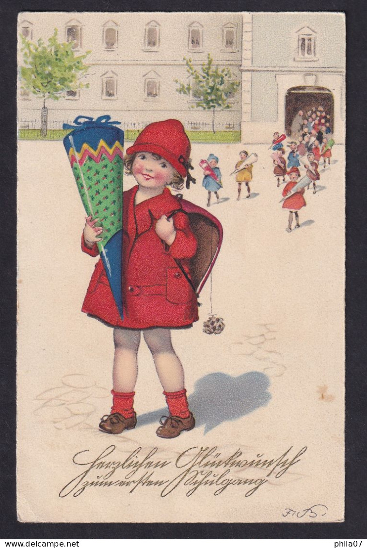 Schzlgang - First Day Of School / Meissner&Buch Serie 2970 / Postcard Circulated, 2 Scan - Children's School Start