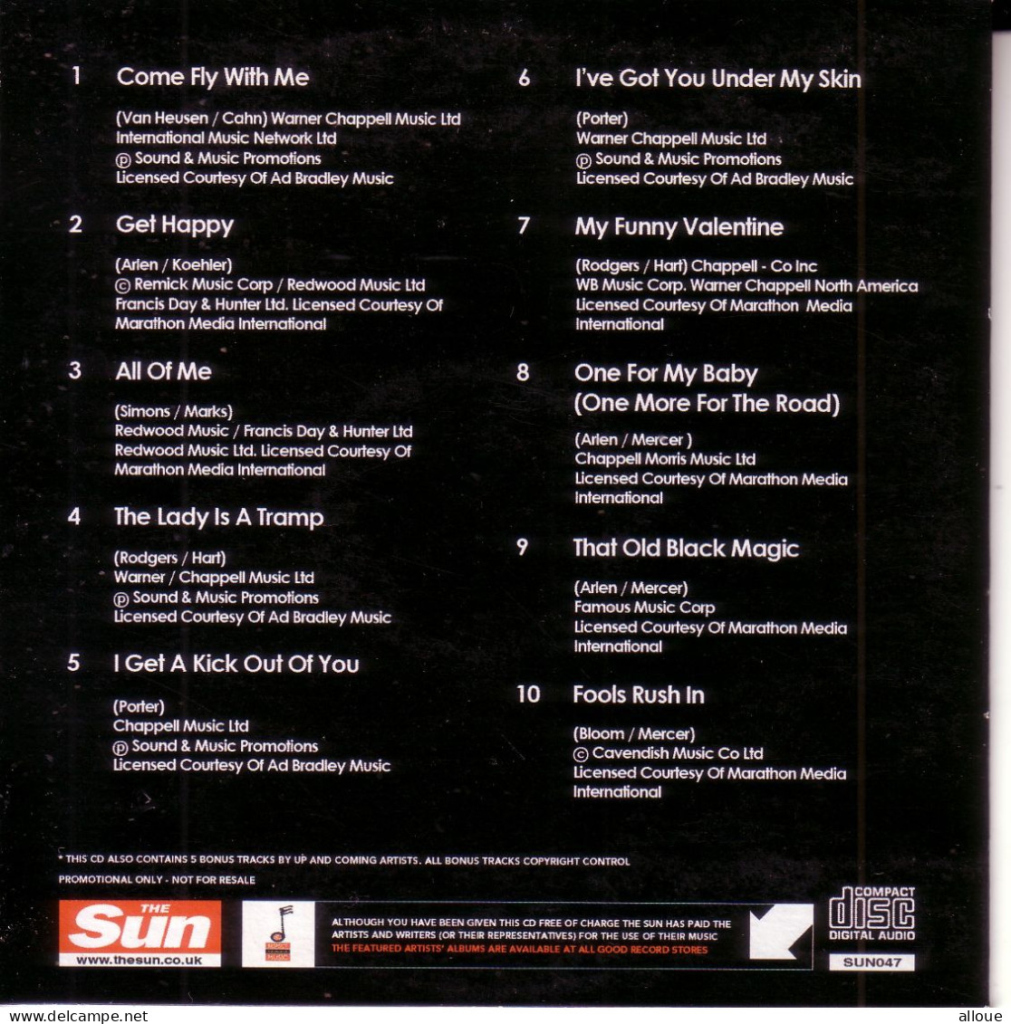 FRANK SINATRA  - CD PROMO THE SUN - POCHETTE CARTON (15 Titres) - Altri - Inglese