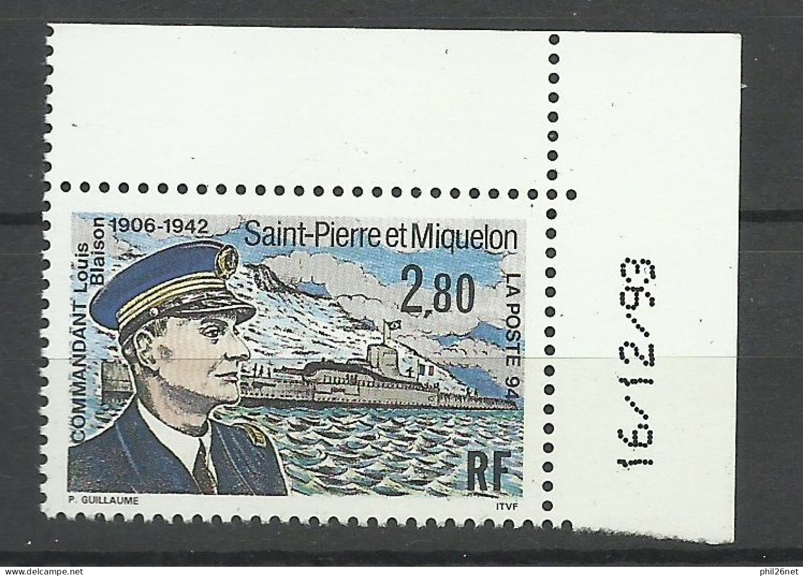 Saint Pierre Et Miquelon SPM N°592  Daté  Commandant Louis Blaison Sous Marin   Neuf * * B/TB Voir Scans Soldé ! ! ! - Neufs