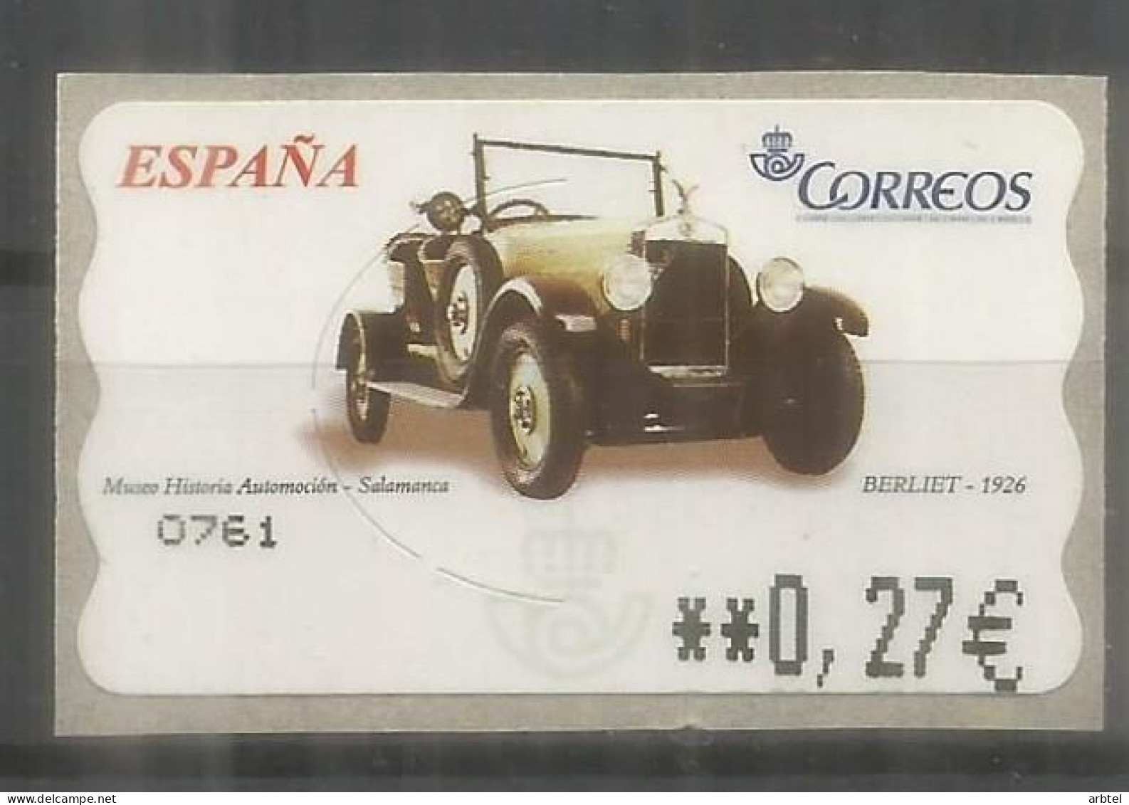 ESPAÑA ATM AUTOMOVIL CAR BERLIET 1926 - Coches