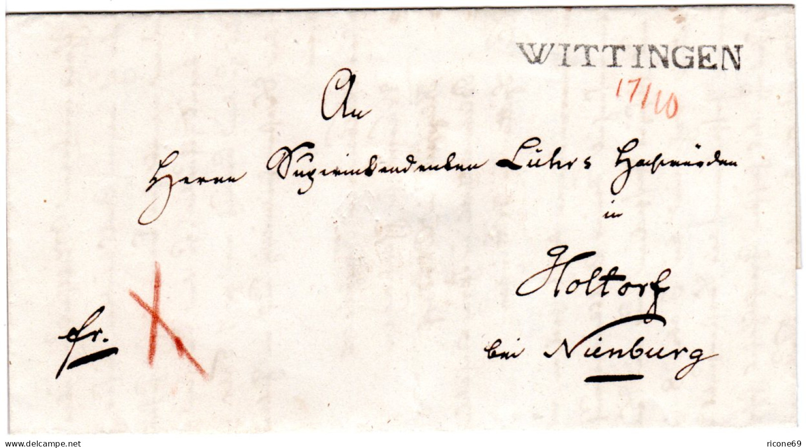 Hannover 1850, L1 WITTINGEN M. Hds. Datum Auf Brief N. Holtorf Bei Nienburg - Hannover