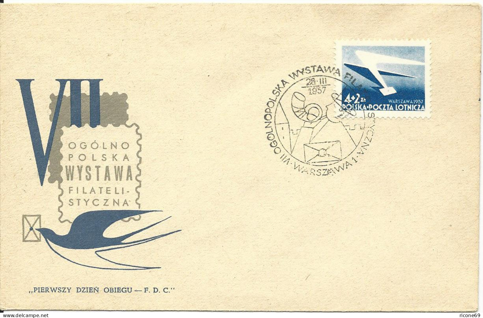 Polen 1957, FDC 7. Nat. Briefmarken Ausstellung Warschau - Esposizioni Filateliche