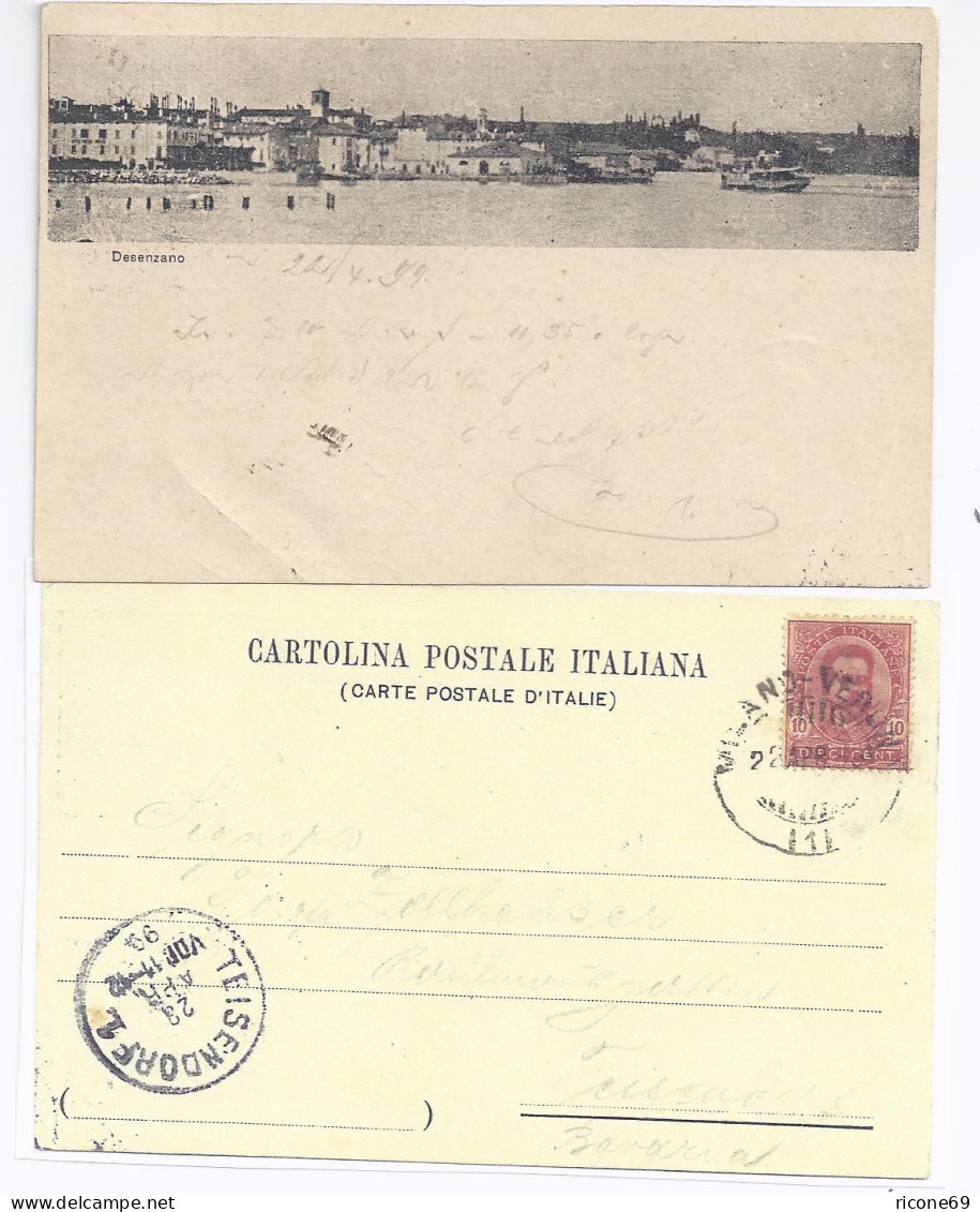 Italien 1899, Desenzano Lombardia, Gebr. Sw Vorläufer AK M. Bahnpost Stpl. #765 - Non Classés