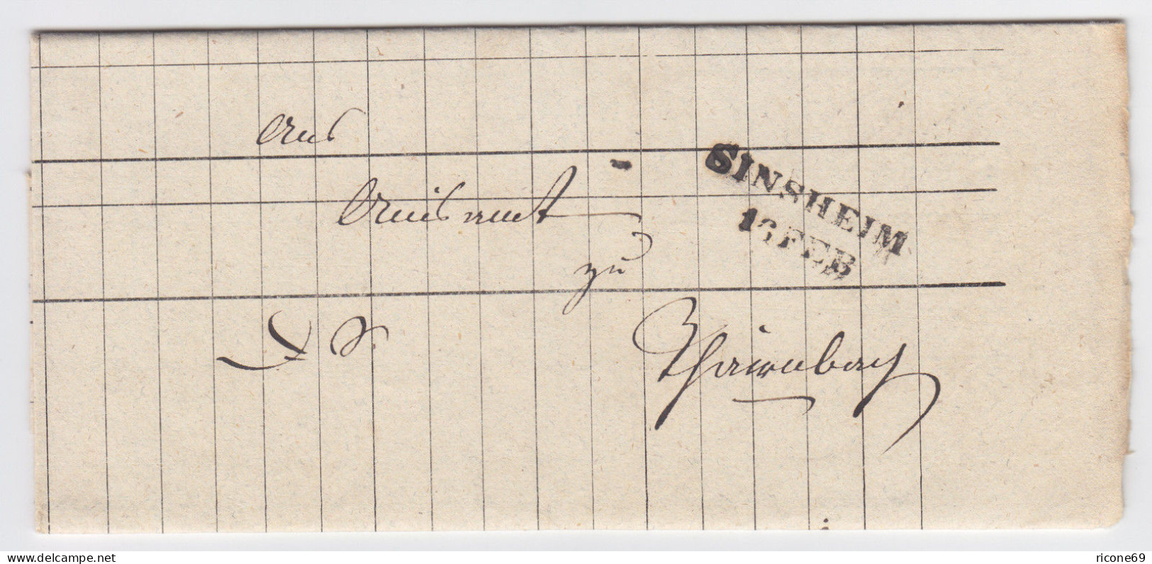 Baden 1841, L2 Sinsheim Auf Brief M. Interessantem Inhalt! #1924 - Briefe U. Dokumente