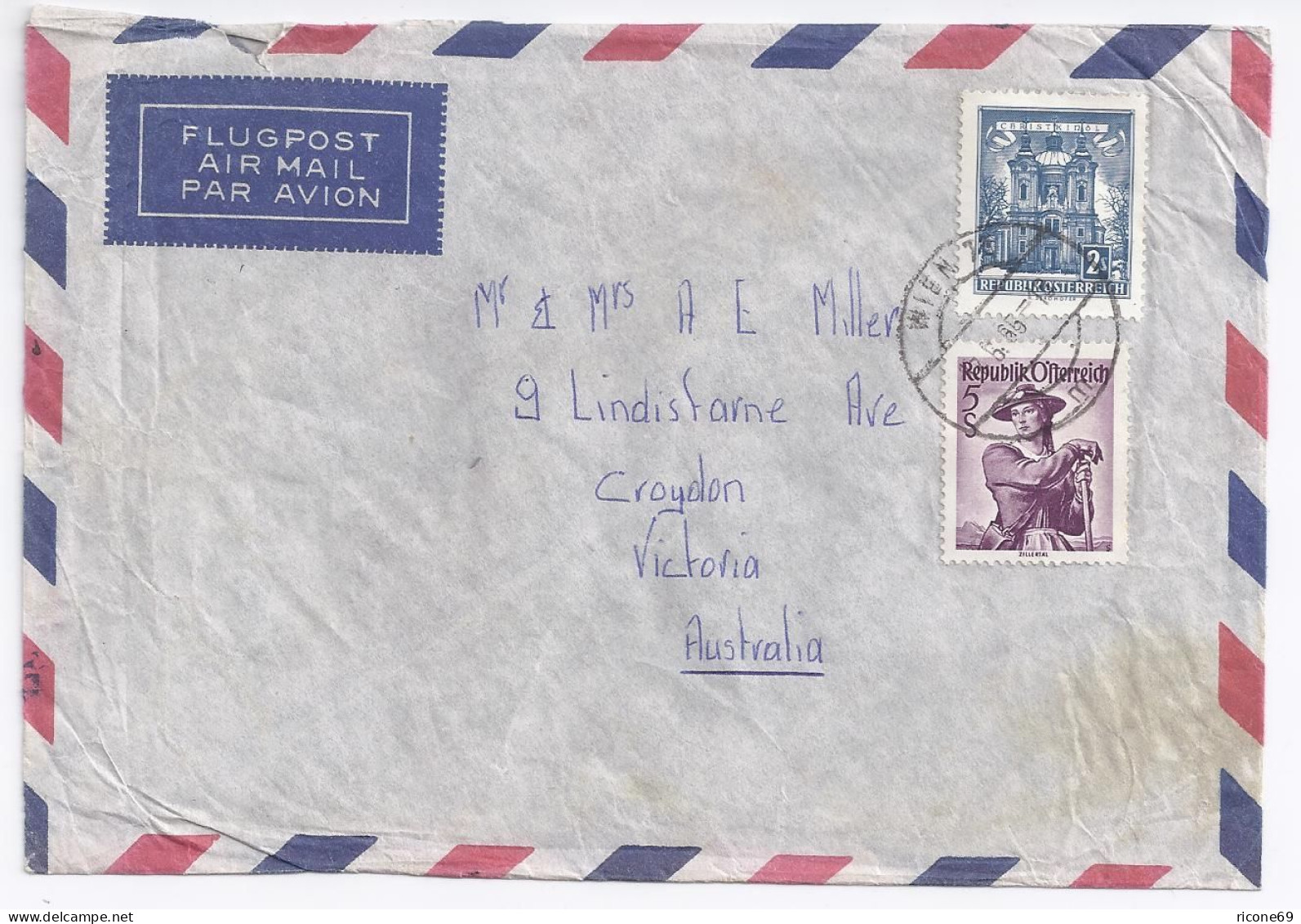 Österreich 1965, 5+2 S. Auf Luftpost Brief V. Wien N. AUSTRALIEN! #1919 - Storia Postale