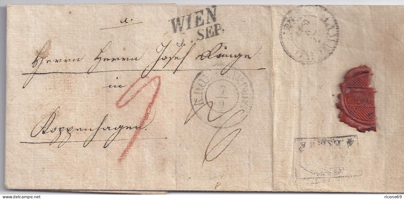 Österreich Hamburg Dänemark 1842, Teil Porto Brief V. Wien N. Kopenhagen. #1819 - ...-1850 Vorphilatelie