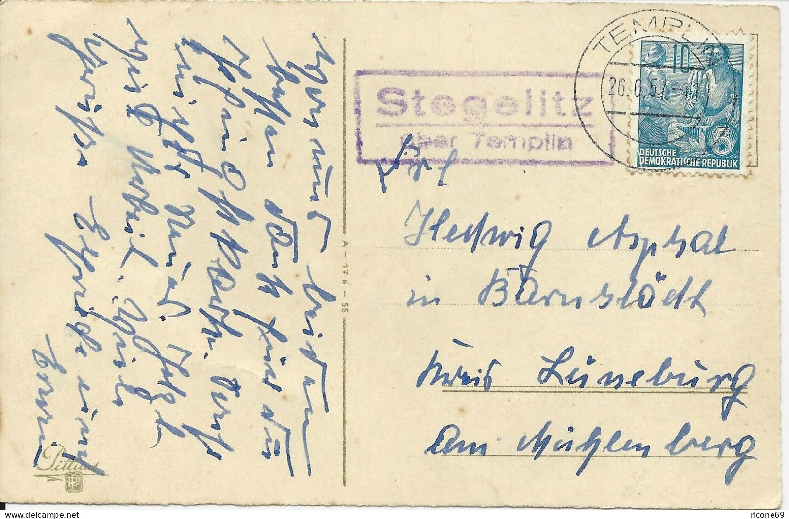 DDR 1957, Landpost Stpl. Stegelitz über Templin Auf Karte M. 10 Pf. #2920 - Briefe U. Dokumente