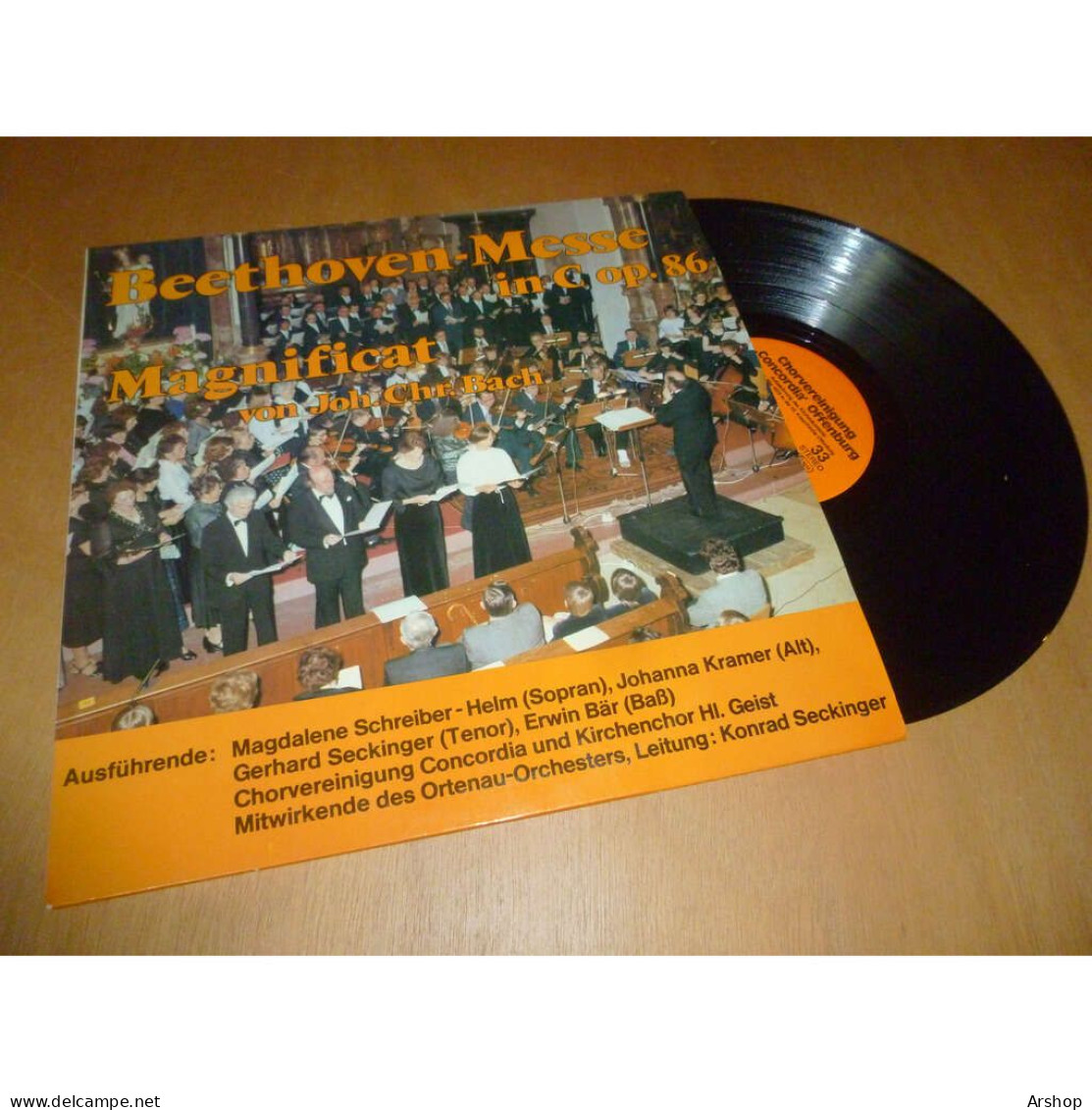 KONRAD SECKINGER / CHORVEREINIGUNG CONCORDIA Messe In C BEETHOVEN / Magnificat BACH - KERSTON Lp 1979 - Klassiekers
