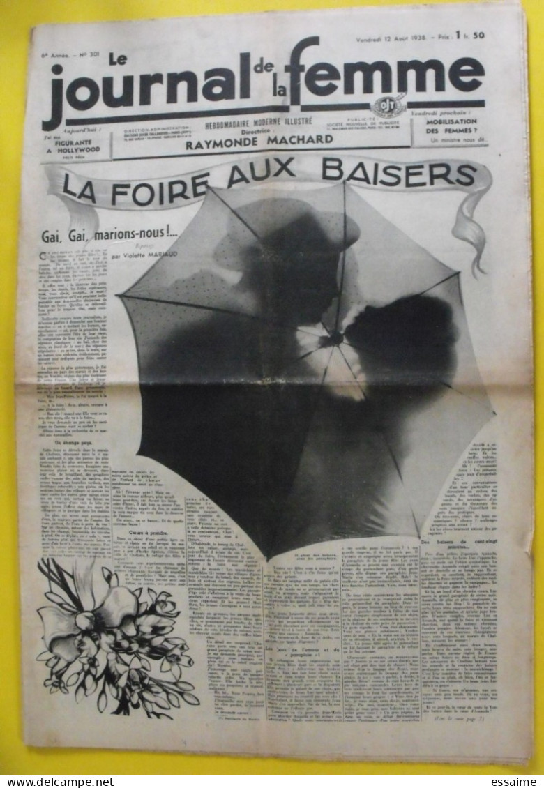 6 n° de Le journal de la femme de 1938. revue féminine. scaphandrier piccard annam laos hollywood
