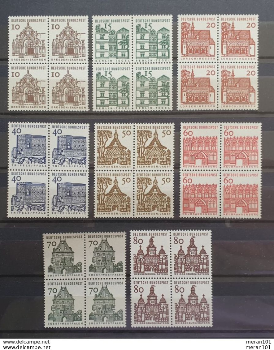 BRD 1964, Mi 454-61, 4er-Block MNH Postfrisch - Unused Stamps