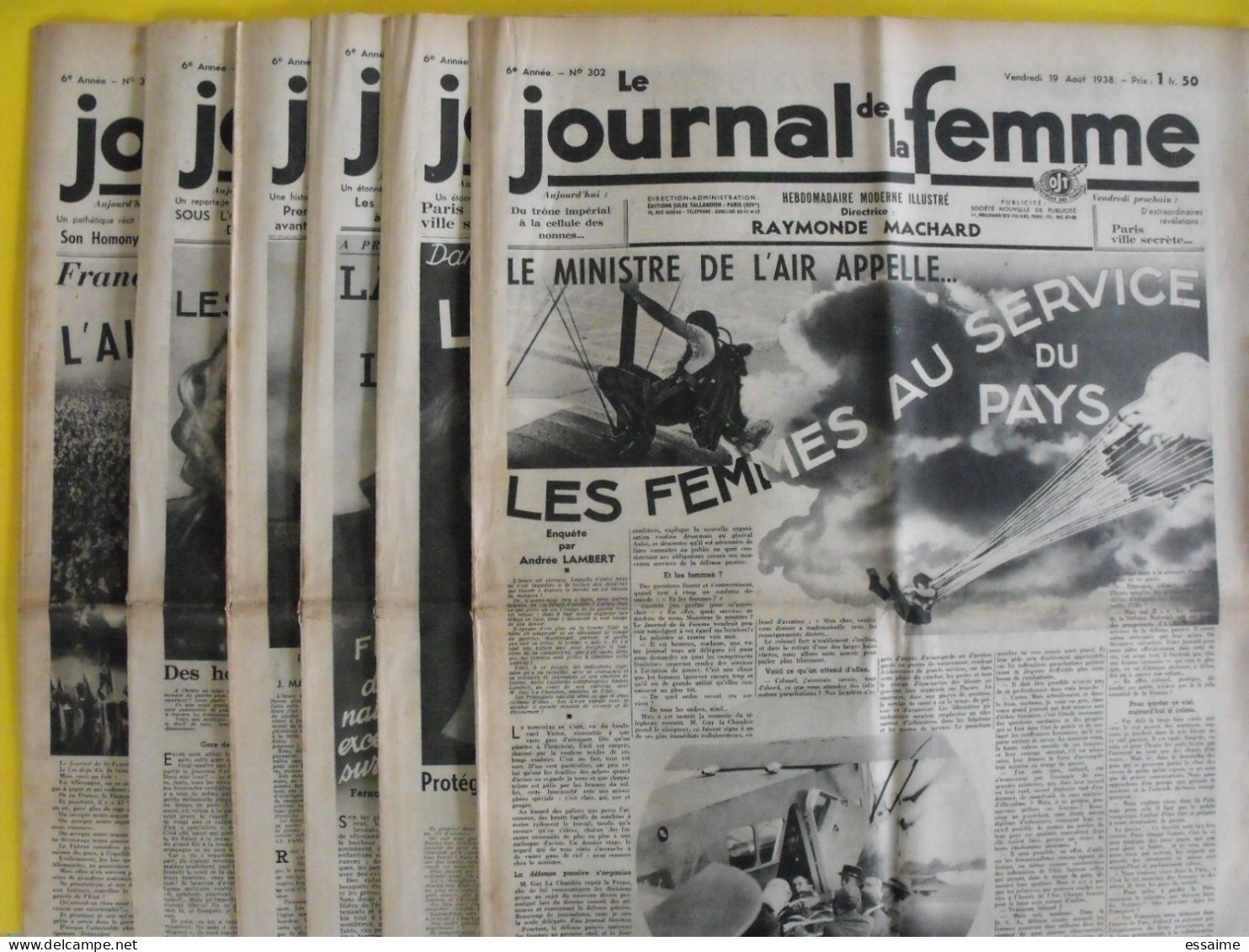 6 N° De Le Journal De La Femme De 1938. Revue Féminine. Allemagne Allemande Guerre - 1900 - 1949