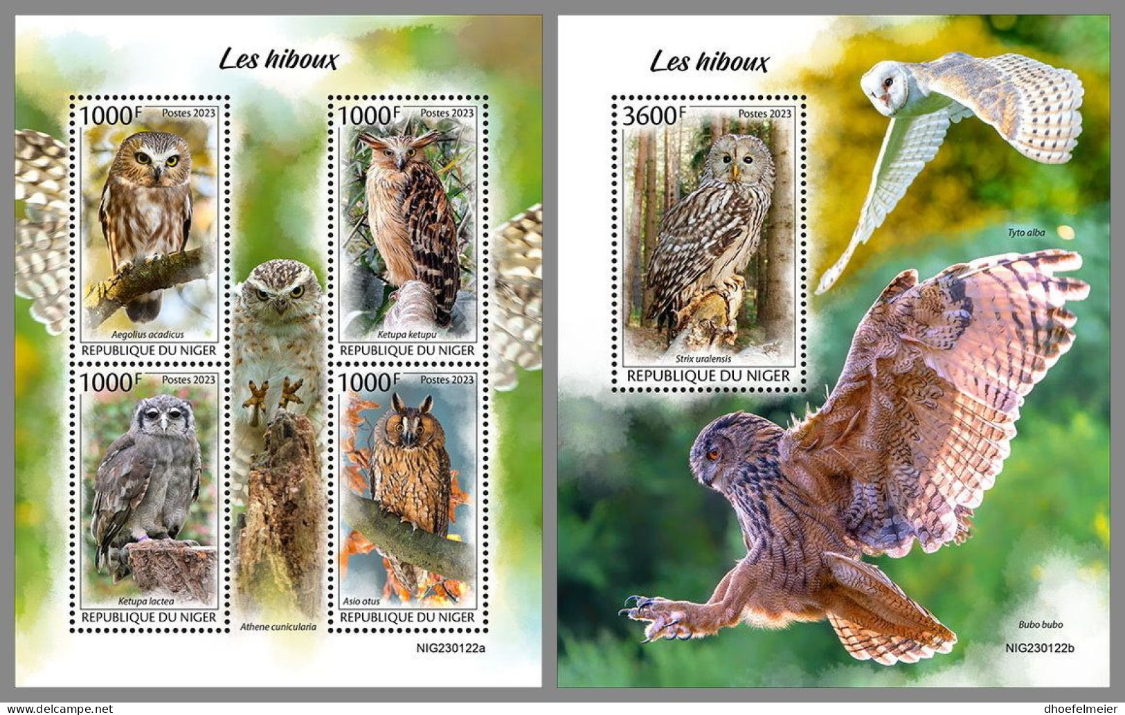 NIGER 2023 MNH Owls Eulen M/S+S/S – OFFICIAL ISSUE – DHQ2413 - Hiboux & Chouettes