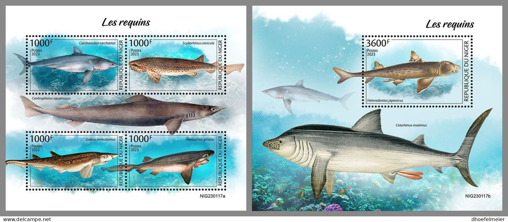 NIGER 2023 MNH Sharks Haie M/S+S/S – OFFICIAL ISSUE – DHQ2413 - Sonstige & Ohne Zuordnung