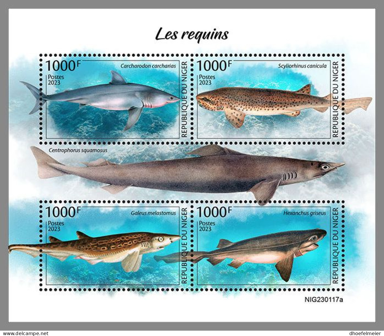 NIGER 2023 MNH Sharks Haie M/S – OFFICIAL ISSUE – DHQ2413 - Autres & Non Classés