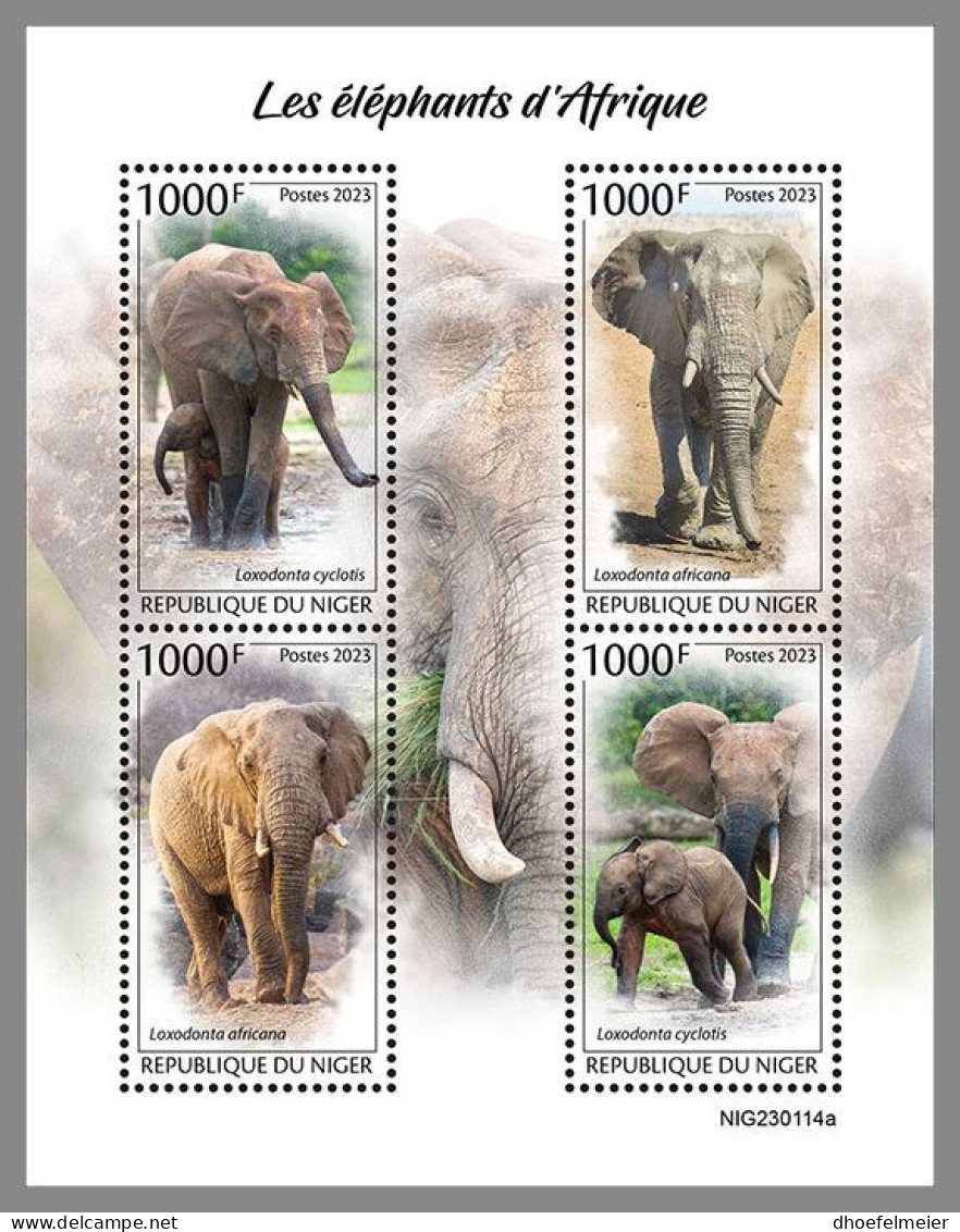 NIGER 2023 MNH Elephants Elefanten M/S – OFFICIAL ISSUE – DHQ2413 - Elephants