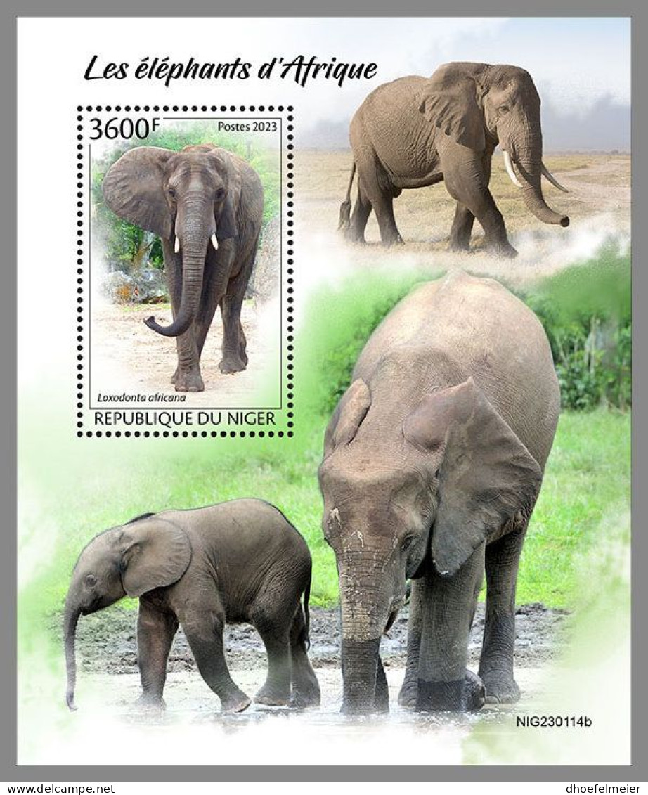 NIGER 2023 MNH Elephants Elefanten S/S – OFFICIAL ISSUE – DHQ2413 - Elefanten